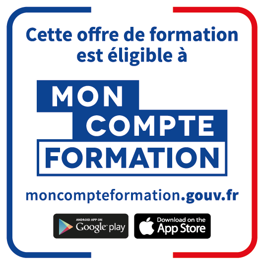 Visuel indiquant que l'offre de fiormation est éligible à Mon compte formation CPF